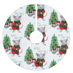 merry christmas rat brushed polyester tree skirt