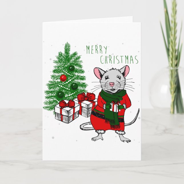 merry christmas rat invitation (Front)