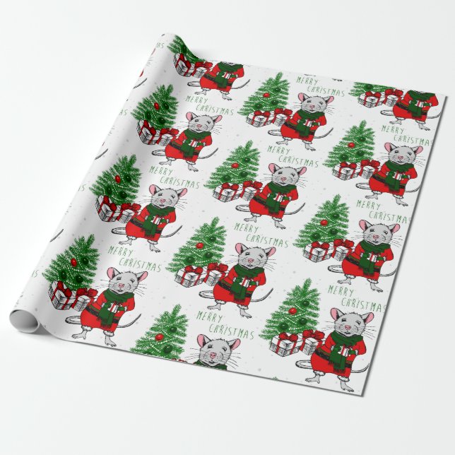 merry christmas rat wrapping paper (Unrolled)