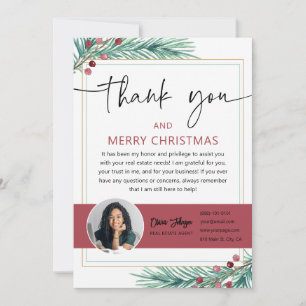 Merry Christmas Real Estate Photo Thank you Card