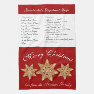 Merry Christmas Recipe Red Tea Towel