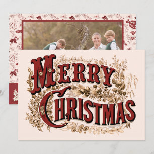 Merry Christmas - Red and Gold Holiday Card