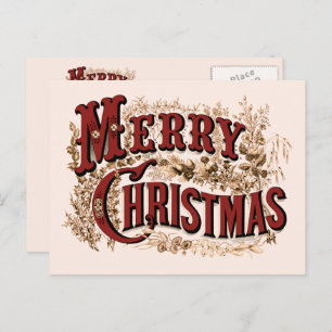 Merry Christmas - Red and Gold Postcard