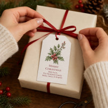 Merry Christmas Red and Green Berries Holiday