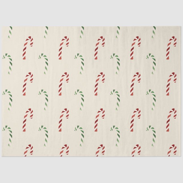 Merry Christmas Red and Green Candy Canes Tissue Paper (Front)