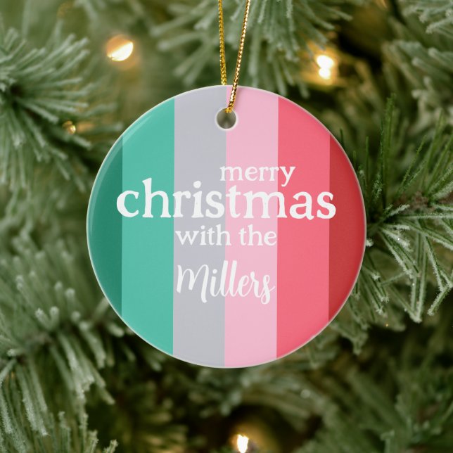 Merry Christmas red and green Ceramic Ornament (Tree)