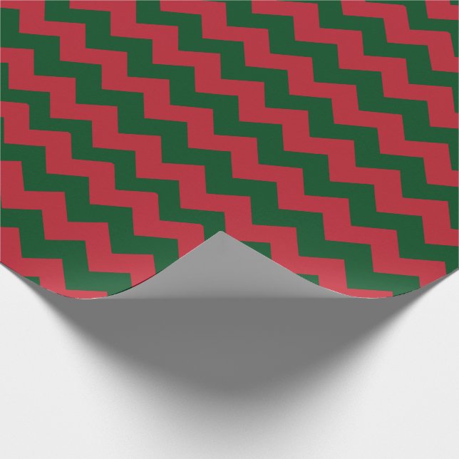 Merry Christmas Red and Green Chevron Wrapping Paper (Corner)