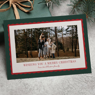 Merry Christmas red and green frame photo Holiday Card
