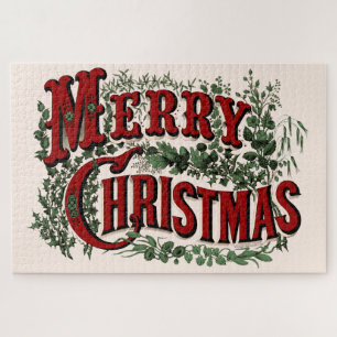 Merry Christmas - Red and Green Jigsaw Puzzle