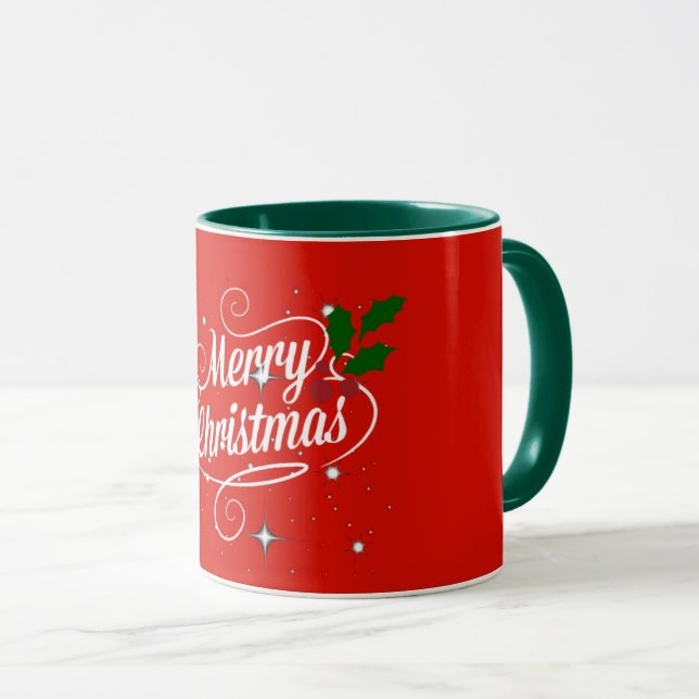Merry Christmas Red and Green, Mug (Front Right)
