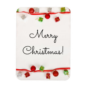 Merry Christmas Red and Green Ornaments Magnet