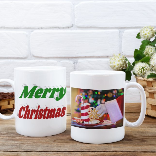 Merry Christmas red and green photo typography Coffee Mug (Creator Uploaded)