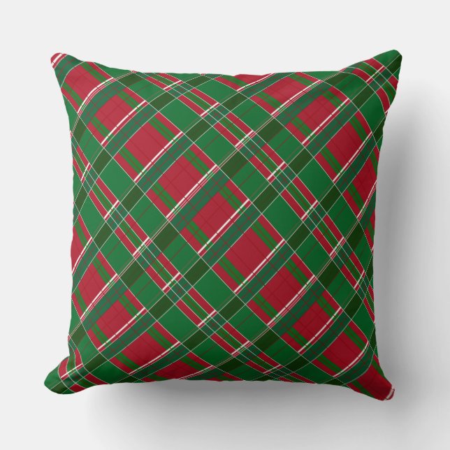 Merry Christmas Red and Green Plaid Pillow 20x20 (Front)