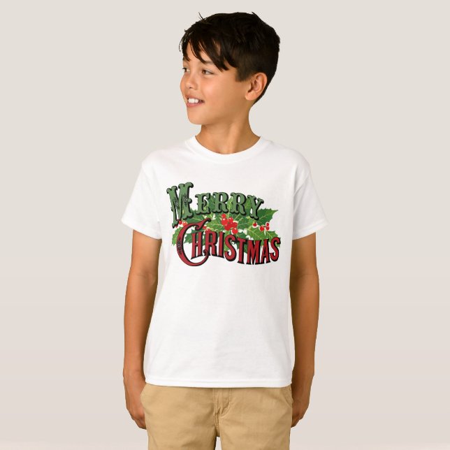 Merry Christmas Red and Green T-Shirt (Front Full)