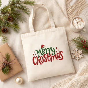 Merry Christmas Red and Green Tote Bag