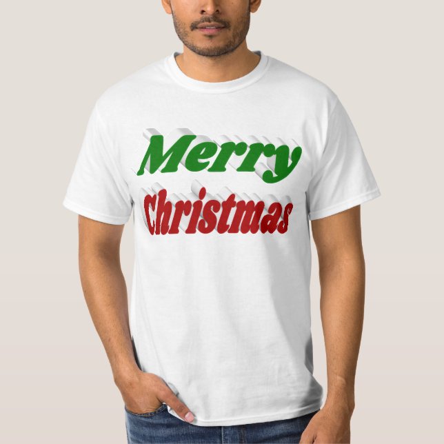 Merry Christmas red and green typography T-Shirt (Front)