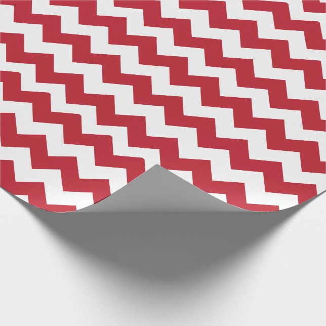 Merry Christmas Red and White Chevron Wrapping Paper (Corner)