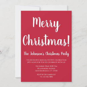 Merry Christmas Red and White Christmas Party Invitation