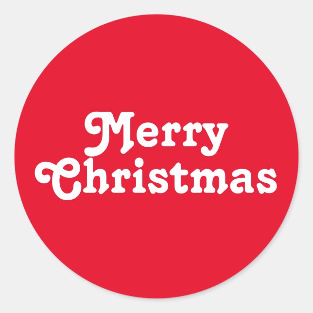 Merry Christmas red and white modern cute Classic Round Sticker (Front)