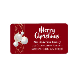 Merry Christmas Red and White Return Address Label