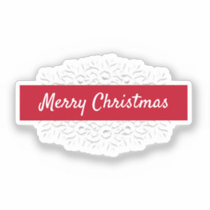 Merry Christmas red and white snowflake