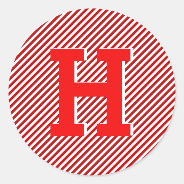 Merry Christmas Red and White Stripe Holiday Classic Round Sticker (Front)