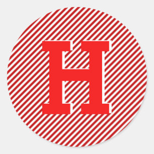 Merry Christmas Red and White Stripe Holiday Classic Round Sticker