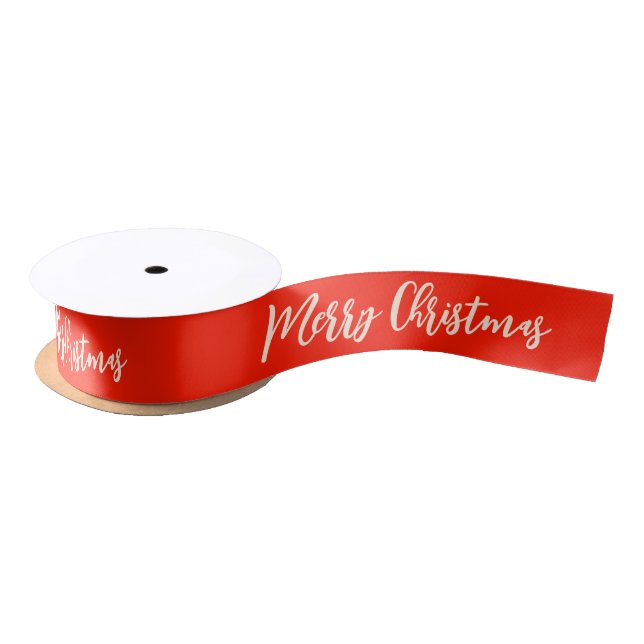 Merry Christmas Red and White Traditional Satin Ribbon (Spool)