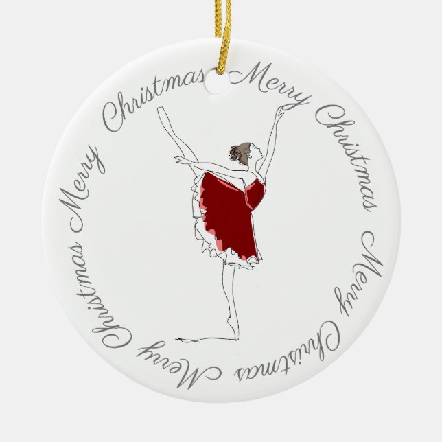 Merry Christmas Red Ballerina Ornament (Front)