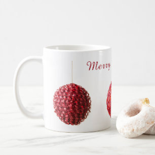 Merry Christmas Red Balls decoration with text Coffee Mug