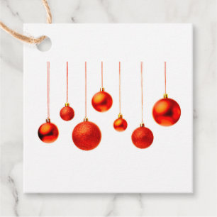 Merry Christmas Red Balls decoration with text Favour Tags