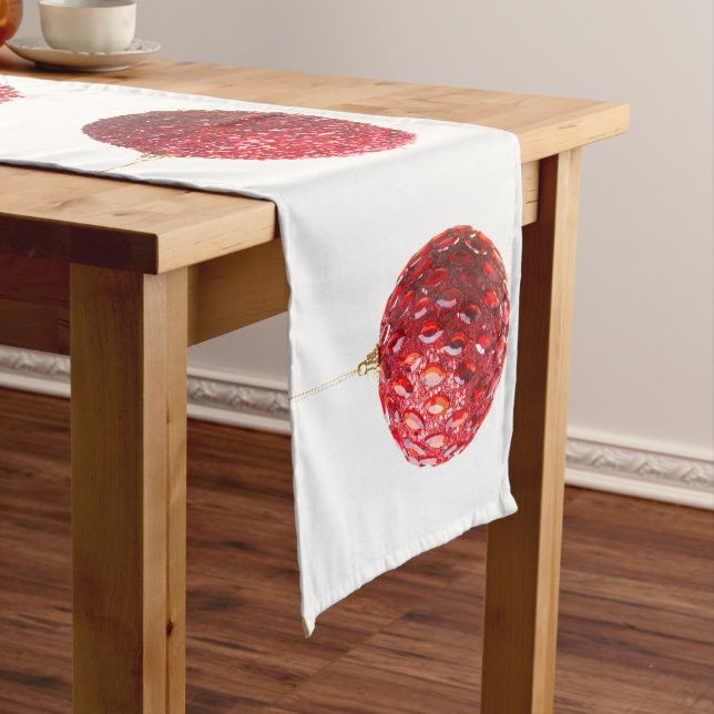 Merry Christmas Red Balls decoration with text Long Table Runner (In Situ)