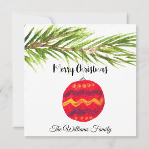 Merry Christmas Red Bauble Xmas Vintage Retro Card