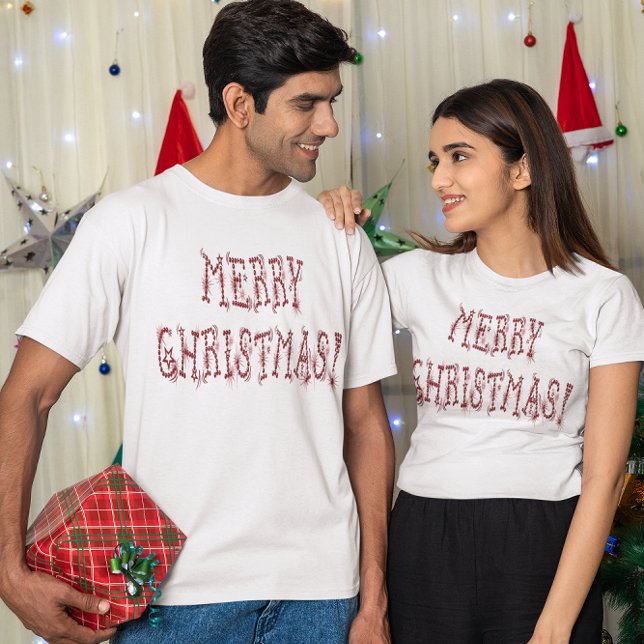 Merry Christmas Red Baubles & Stars Unisex T-Shirt (Merry Christmas Red Baubles & Stars Unisex T-Shirt)