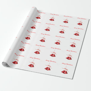 Merry Christmas Red Bell decoration with text Wrapping Paper