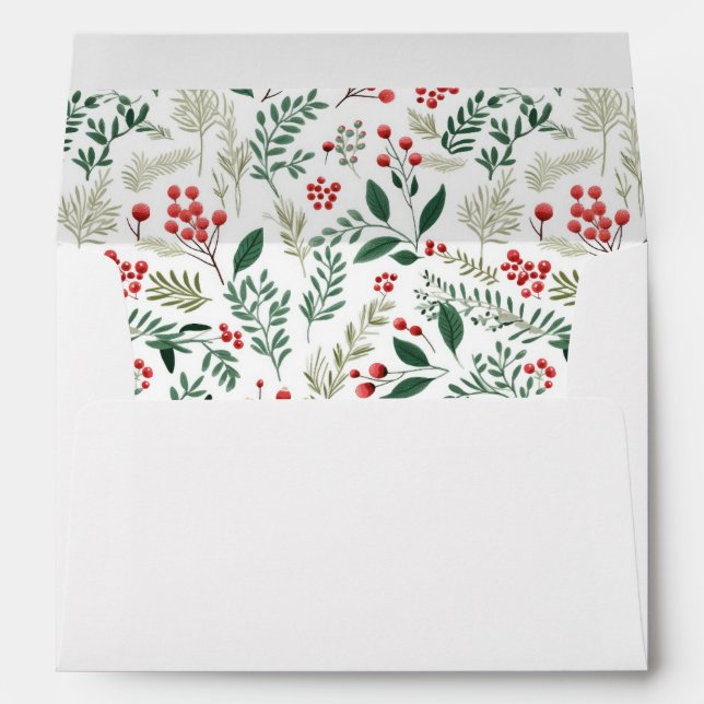 Merry Christmas Red Berries 5x7 Return Address Envelope (Back (Bottom))