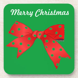 Merry Christmas Red Bow Customise It Coaster