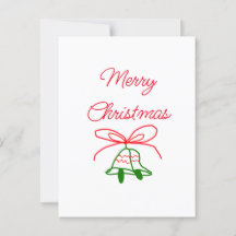 Merry Christmas red bow green jingle bells stylish