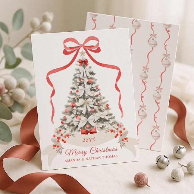Merry Christmas Red Bow Holiday Card (Creator Uploaded)