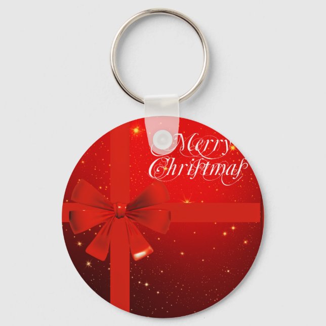 Merry christmas red bow key ring (Front)