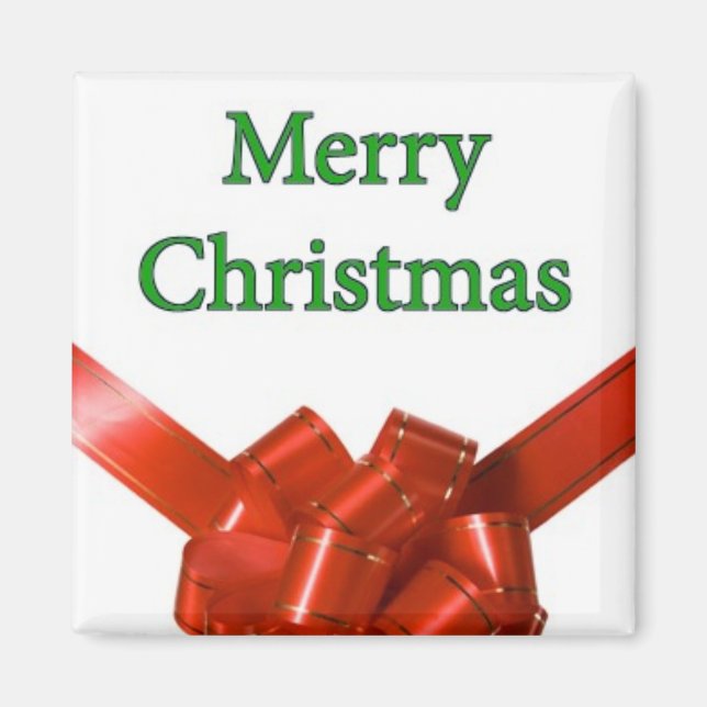 Merry Christmas Red Bow Magnet (Front)