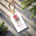 Merry Christmas red bow pines rustic Gift Tags<br><div class="desc">Merry Christmas rustic Christmas gift tags watercolor pines and red gingham bow Christmas gift tags simple Christmas gift tags rustic Christmas gift tags personalised Christmas gift tags</div>