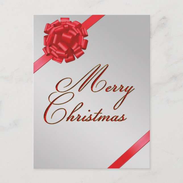Merry Christmas Red Bow - Postcard (Front)