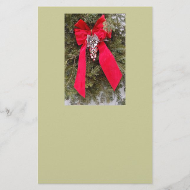 Merry Christmas Red Bow Stationery (Front)