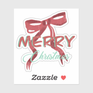 Merry Christmas Red Bow Sticker
