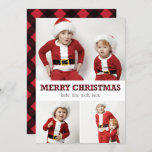 Merry Christmas Red Buffalo Plaid Holiday Card<br><div class="desc">Add your own names and beautiful photos to this cheerful card and start spreading joy to friends and family.</div>