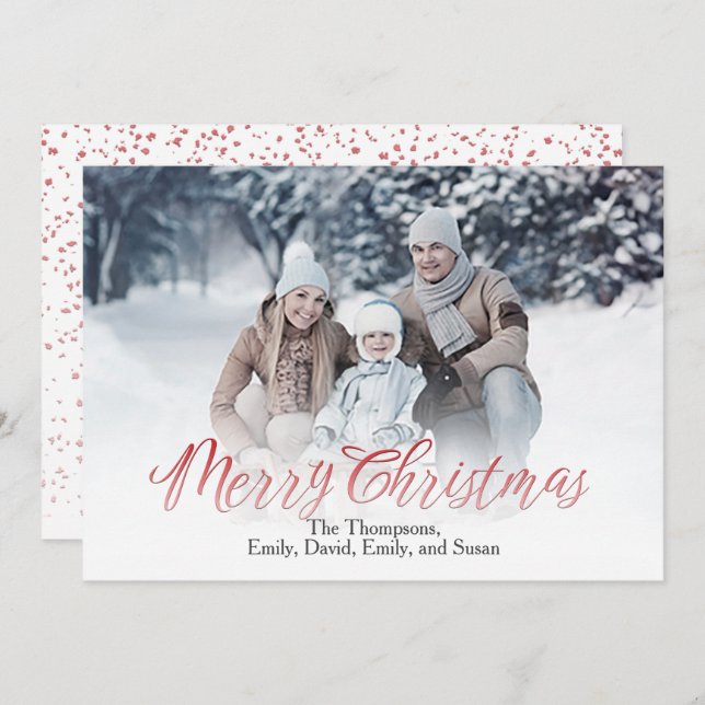 Merry Christmas Red Calligraphy Script 1 Photo Holiday Card (Front/Back)