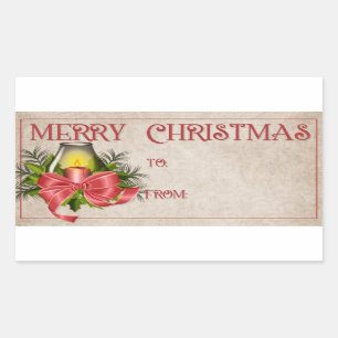 Merry Christmas Red Candle Rectangular Sticker