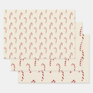 Merry Christmas Red Candy Canes Wrapping Paper Sheet