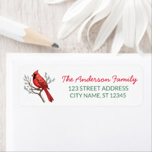 Merry Christmas Red Cardinal Bird Return Address Return Address Label